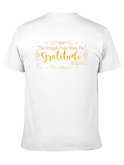 Gratitude Begins Graphic T-Shirt - Inspirational Design