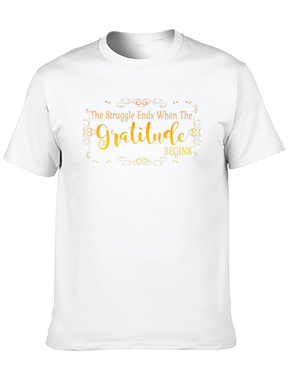 Gratitude Begins Graphic T-Shirt - Inspirational Design