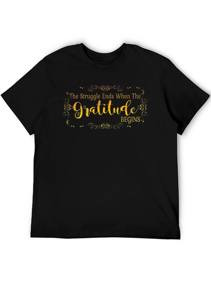 Gratitude Begins Graphic T-Shirt - Inspirational Design