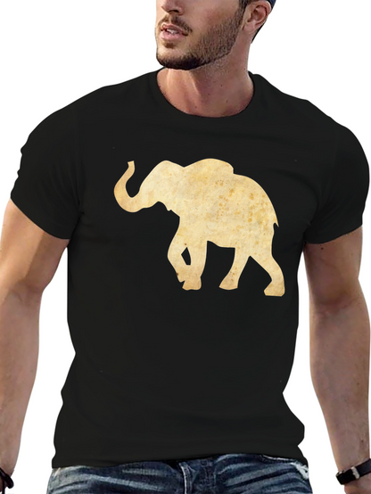 Elephant Graphic Tee - Black Cotton Casual Top