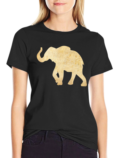 Elephant Graphic Tee - Black Cotton Casual Top