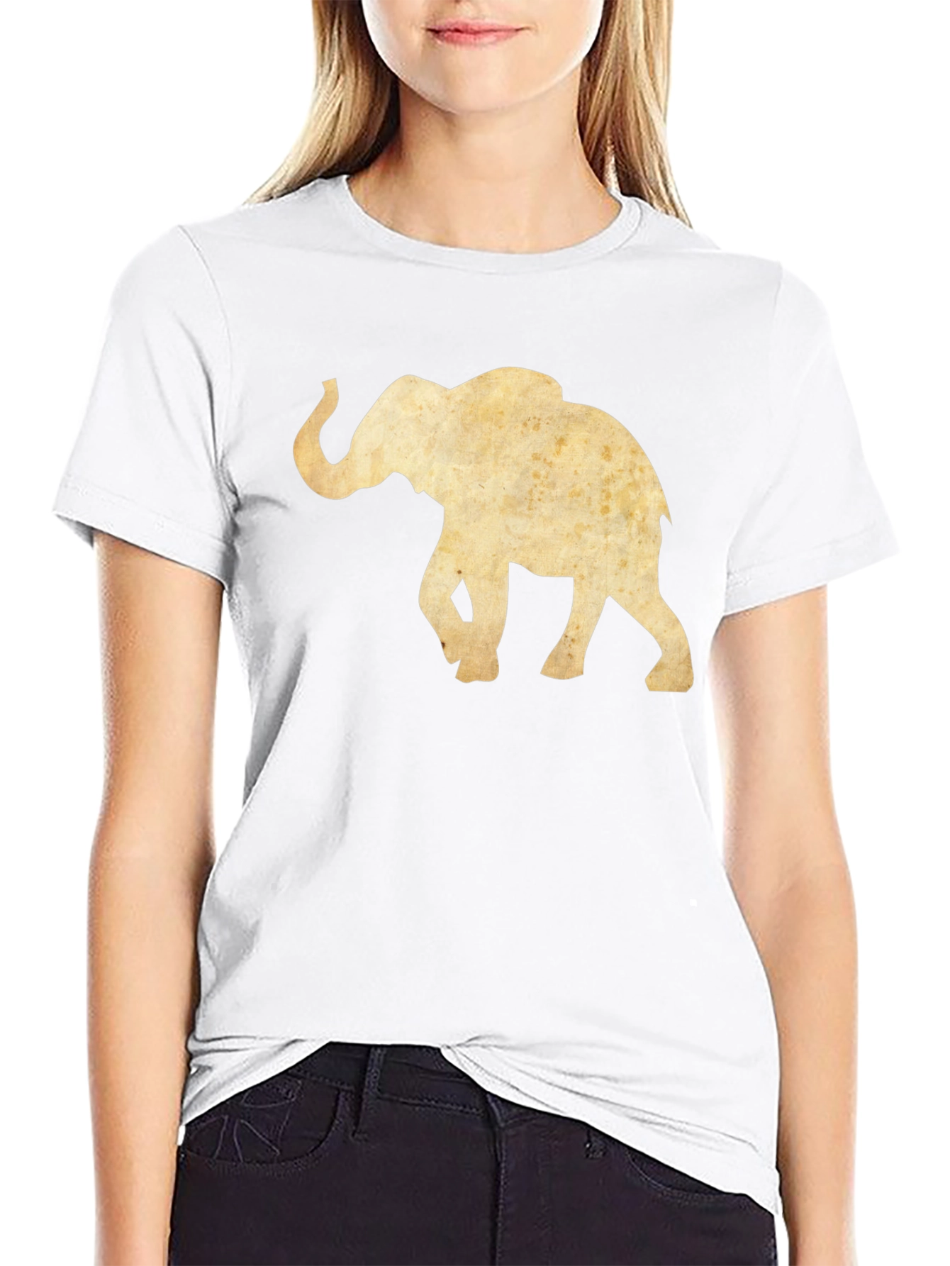 Elephant Graphic Tee - Black Cotton Casual Top