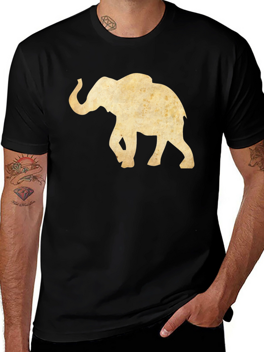 Elephant Graphic Tee - Black Cotton Casual Top