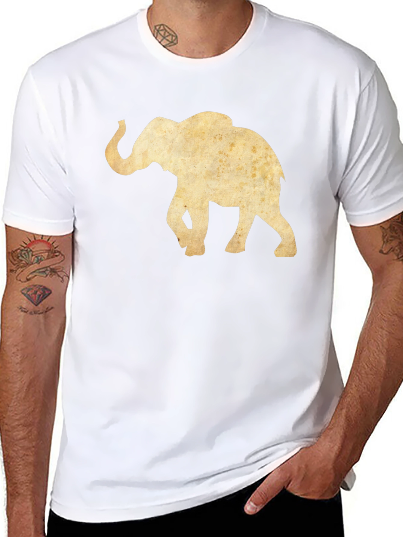Elephant Graphic Tee - Black Cotton Casual Top