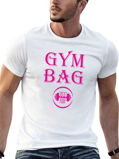 Gym Bag Pink Graphic Black T-Shirt