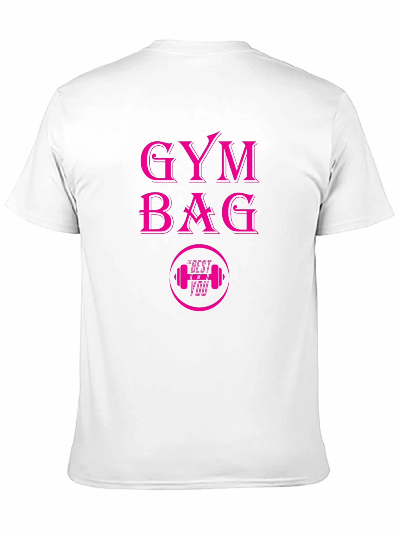 Gym Bag Pink Graphic Black T-Shirt