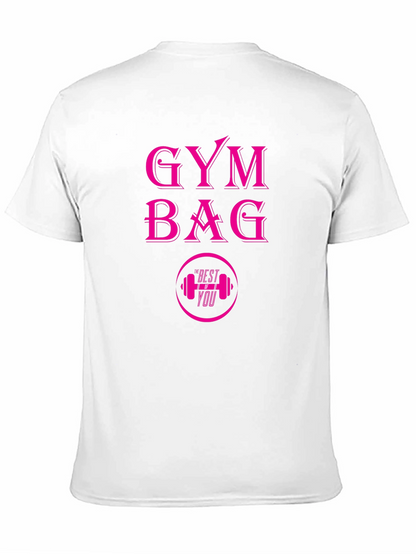 Gym Bag Pink Graphic Black T-Shirt