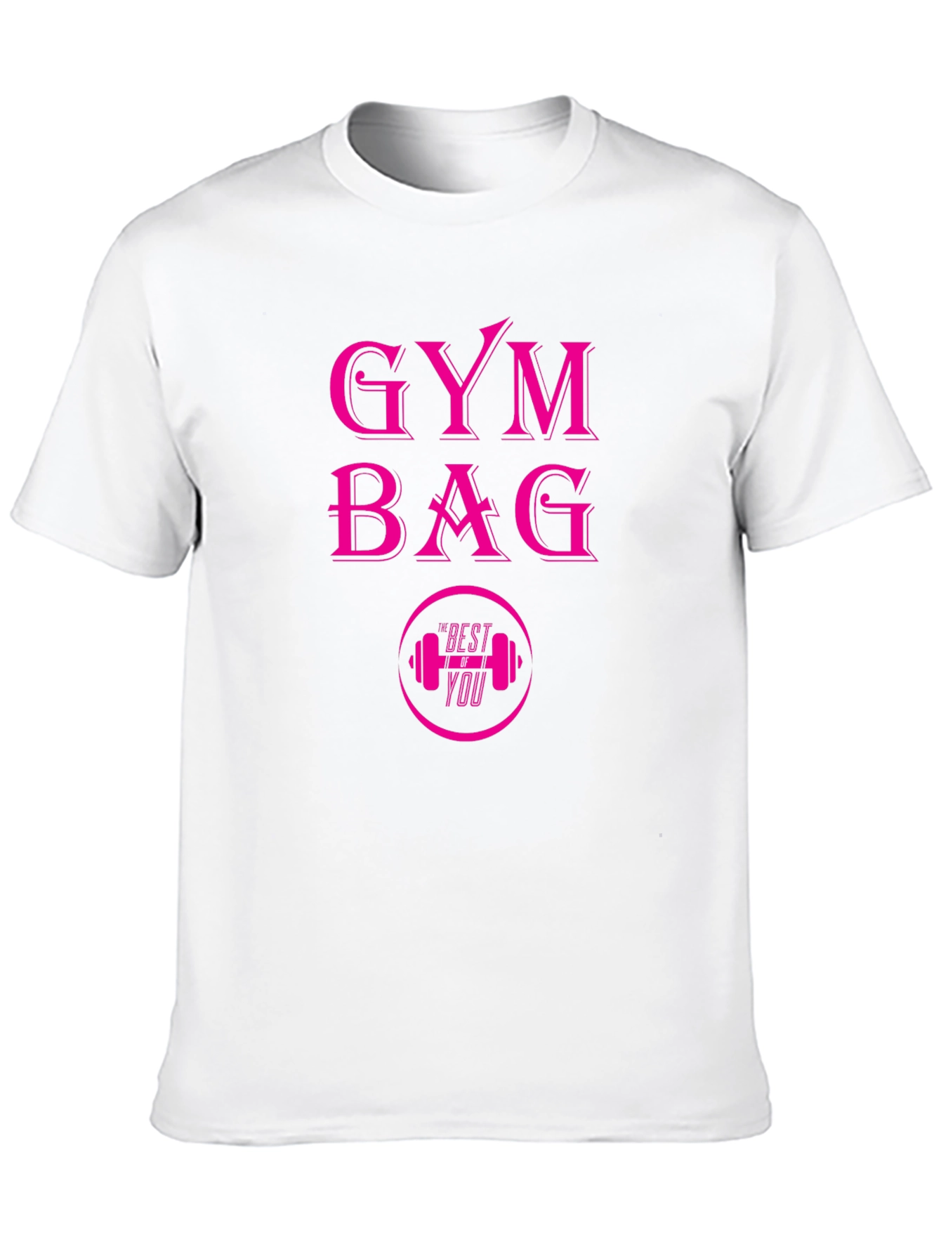 Gym Bag Pink Graphic Black T-Shirt
