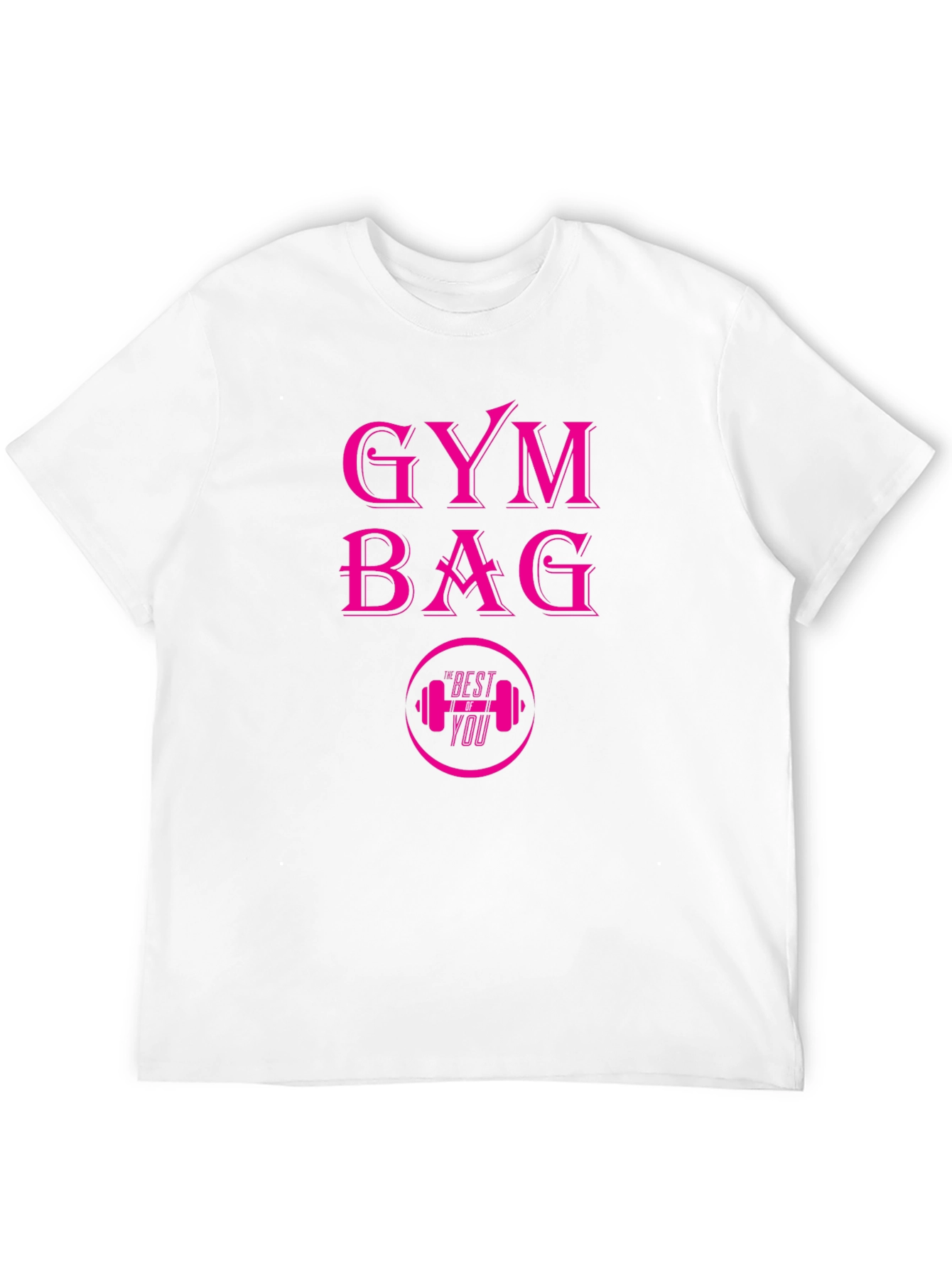 Gym Bag Pink Graphic Black T-Shirt