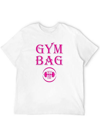 Gym Bag Pink Graphic Black T-Shirt