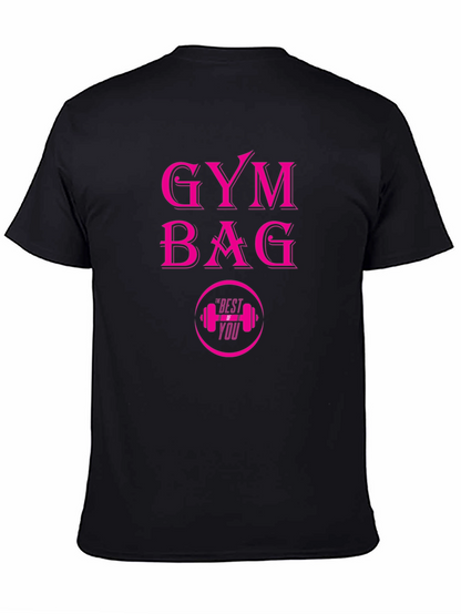 Gym Bag Pink Graphic Black T-Shirt