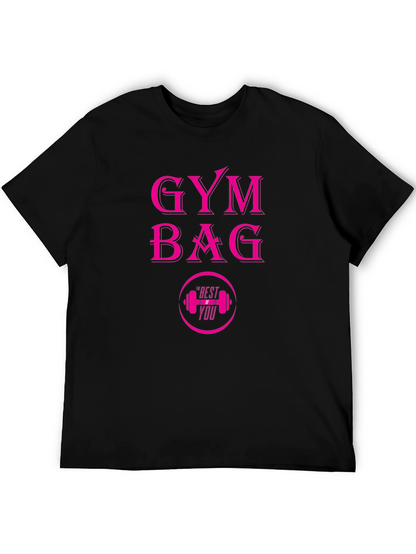 Gym Bag Pink Graphic Black T-Shirt