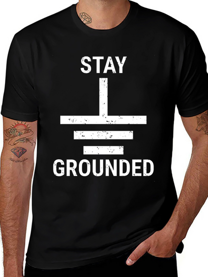 Stay Grounded Graphic Tee - Black Cotton T-Shirt