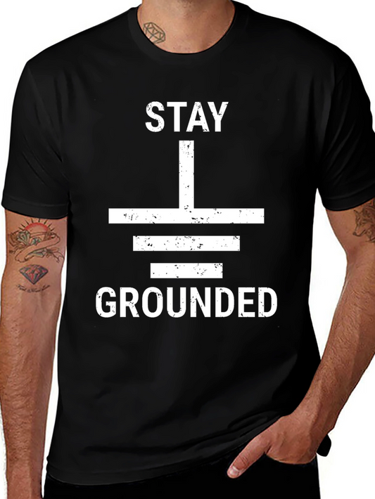 Stay Grounded Graphic Tee - Black Cotton T-Shirt