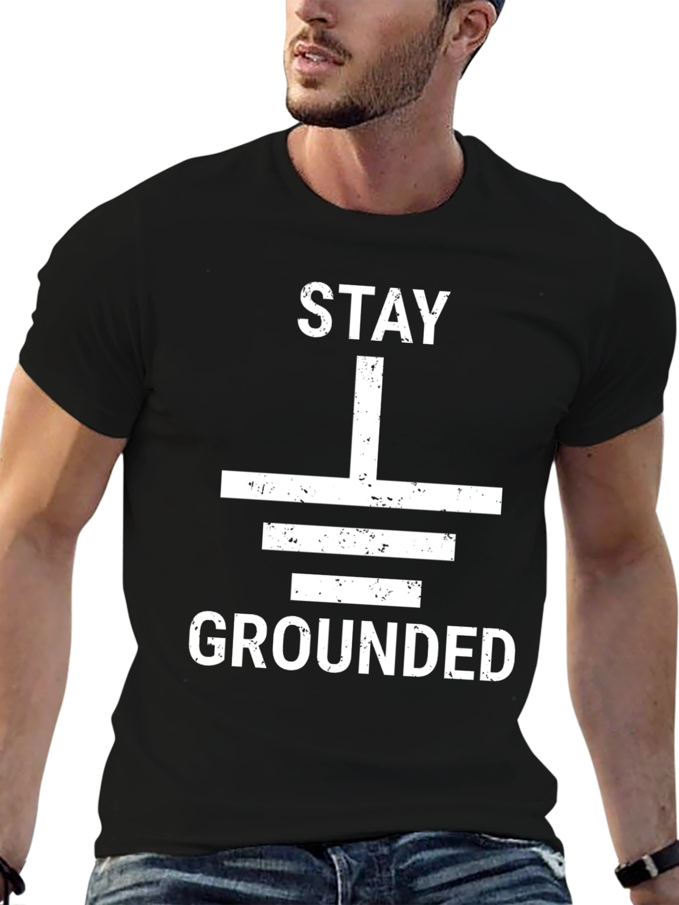 Stay Grounded Graphic Tee - Black Cotton T-Shirt