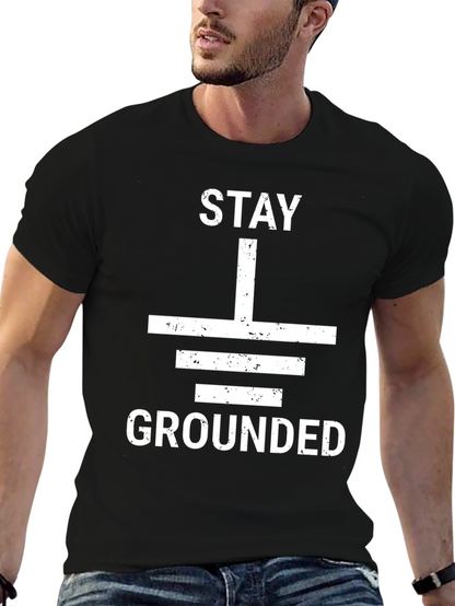 Stay Grounded Graphic Tee - Black Cotton T-Shirt