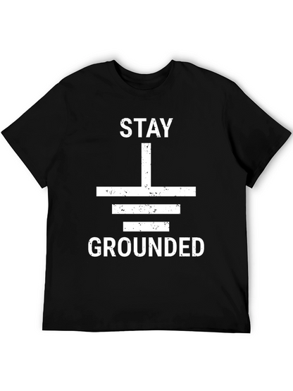 Stay Grounded Graphic Tee - Black Cotton T-Shirt