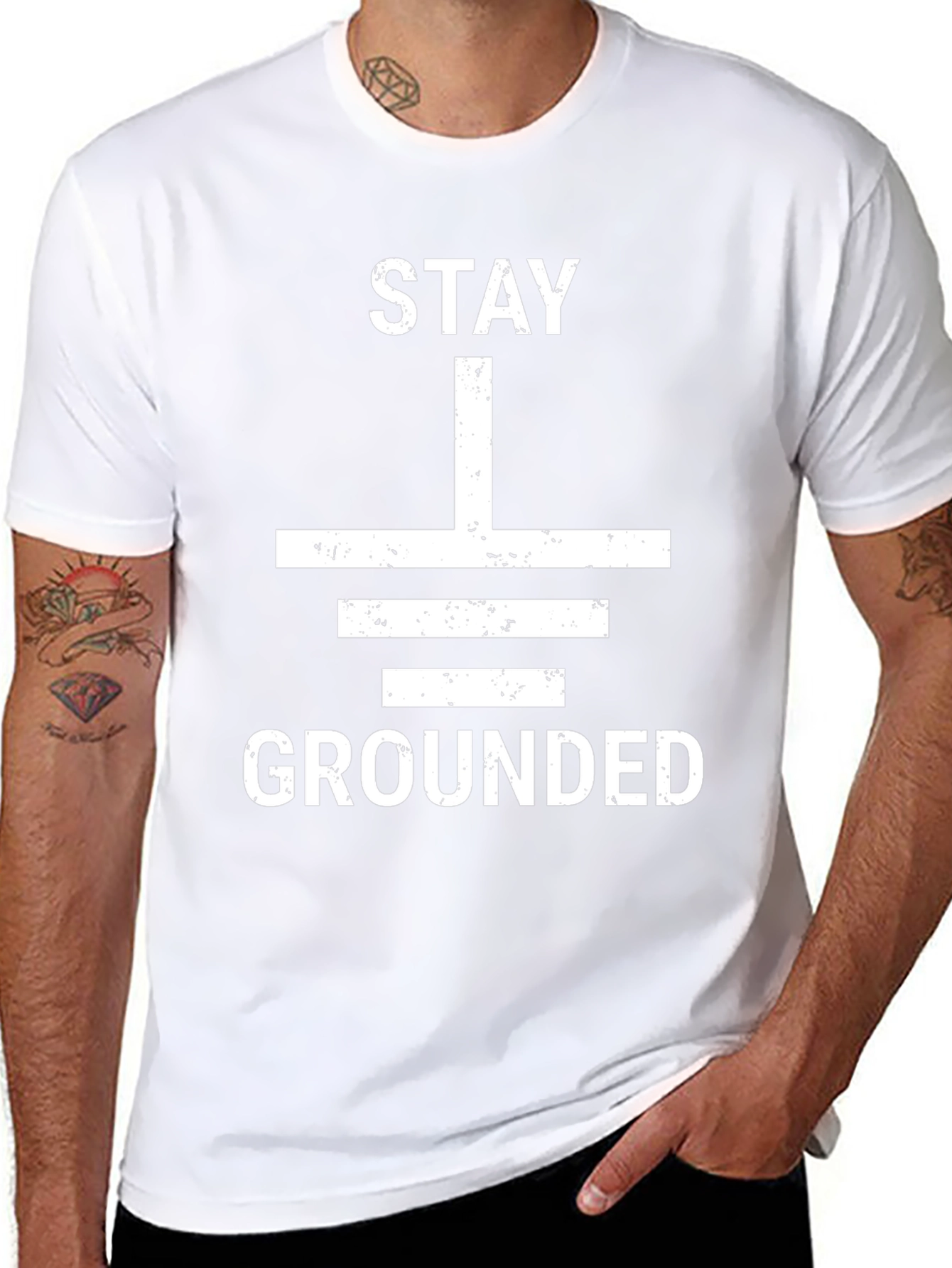 Stay Grounded Graphic Tee - Black Cotton T-Shirt