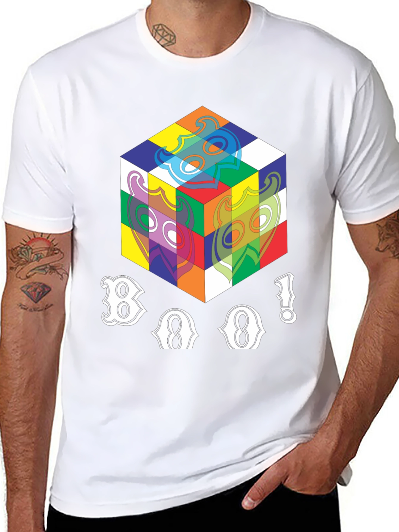 Abstract Cube Graphic T-Shirt - Black