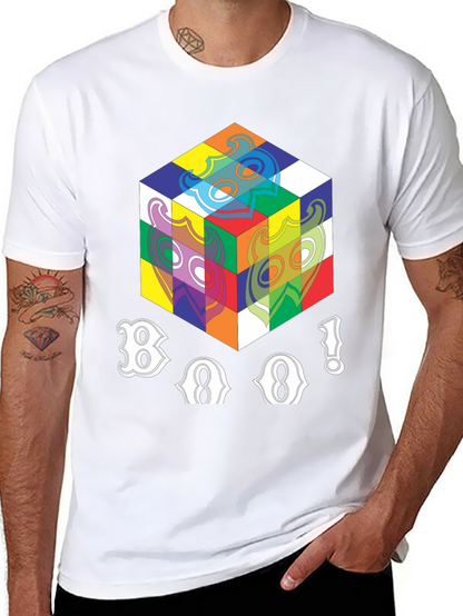 Abstract Cube Graphic T-Shirt - Black