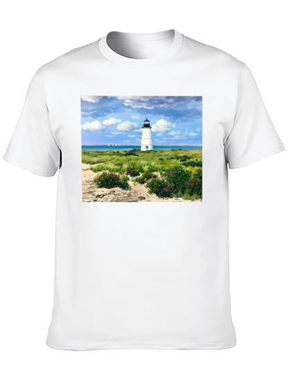 Lighthouse Landscape Graphic Tee - Coastal Style T-Shirt