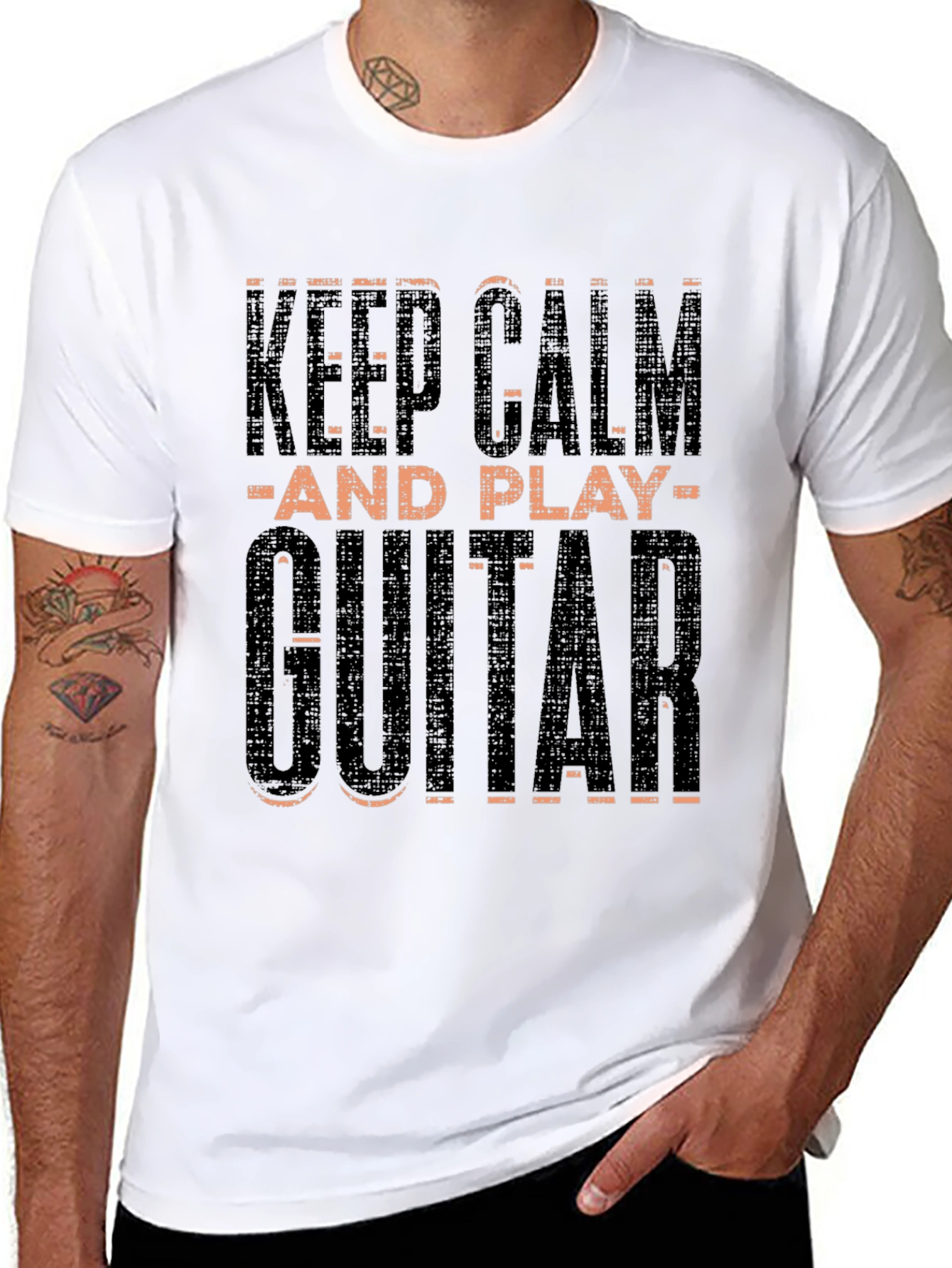 Keep Calm and Play Guitar Black T-Shirt