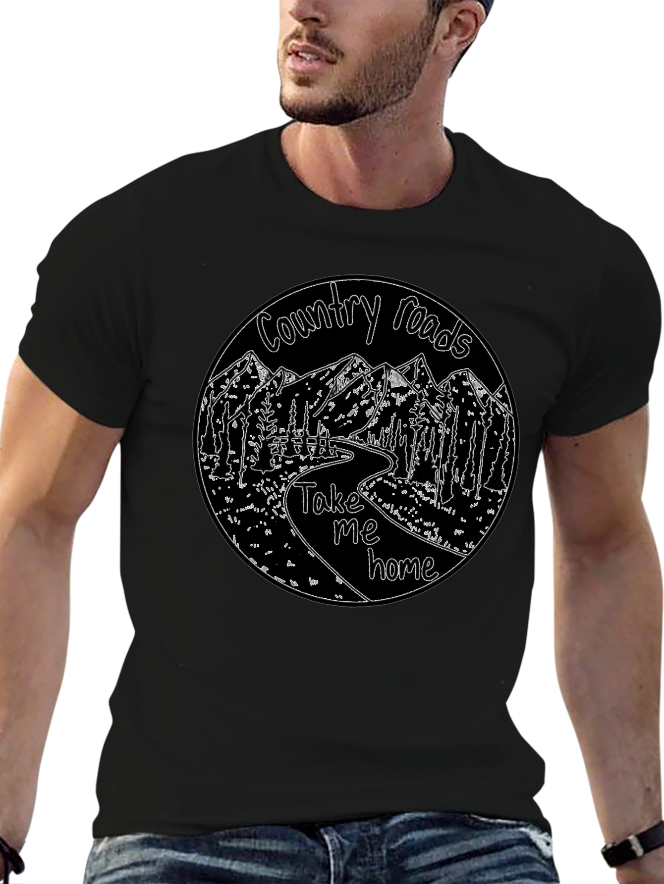 Country Roads Graphic T-Shirt Black