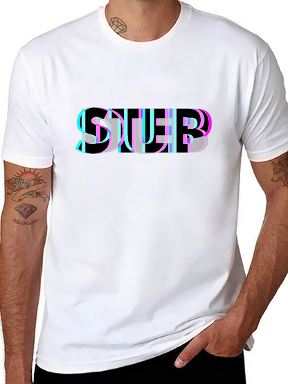 Abstract Glitch Graphic Black T-Shirt
