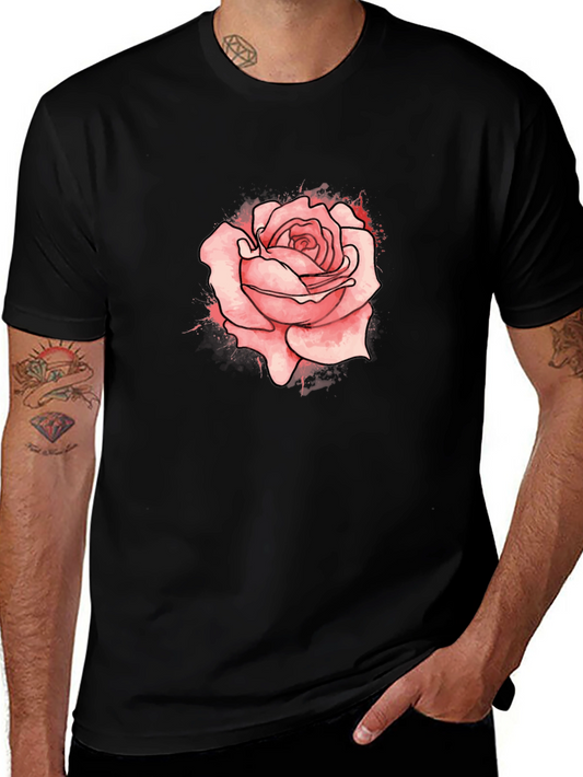 Mens Black Rose Graphic Tee