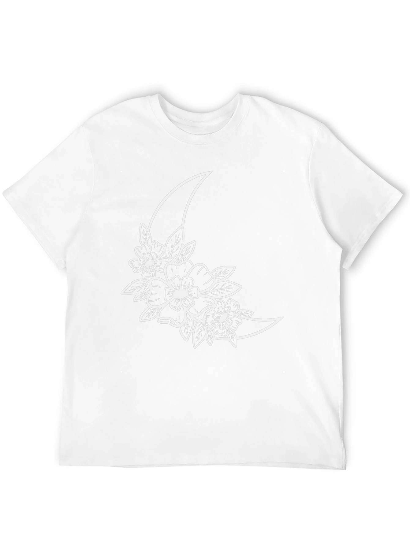 Floral Moon Graphic Tee - Black Cotton T-Shirt