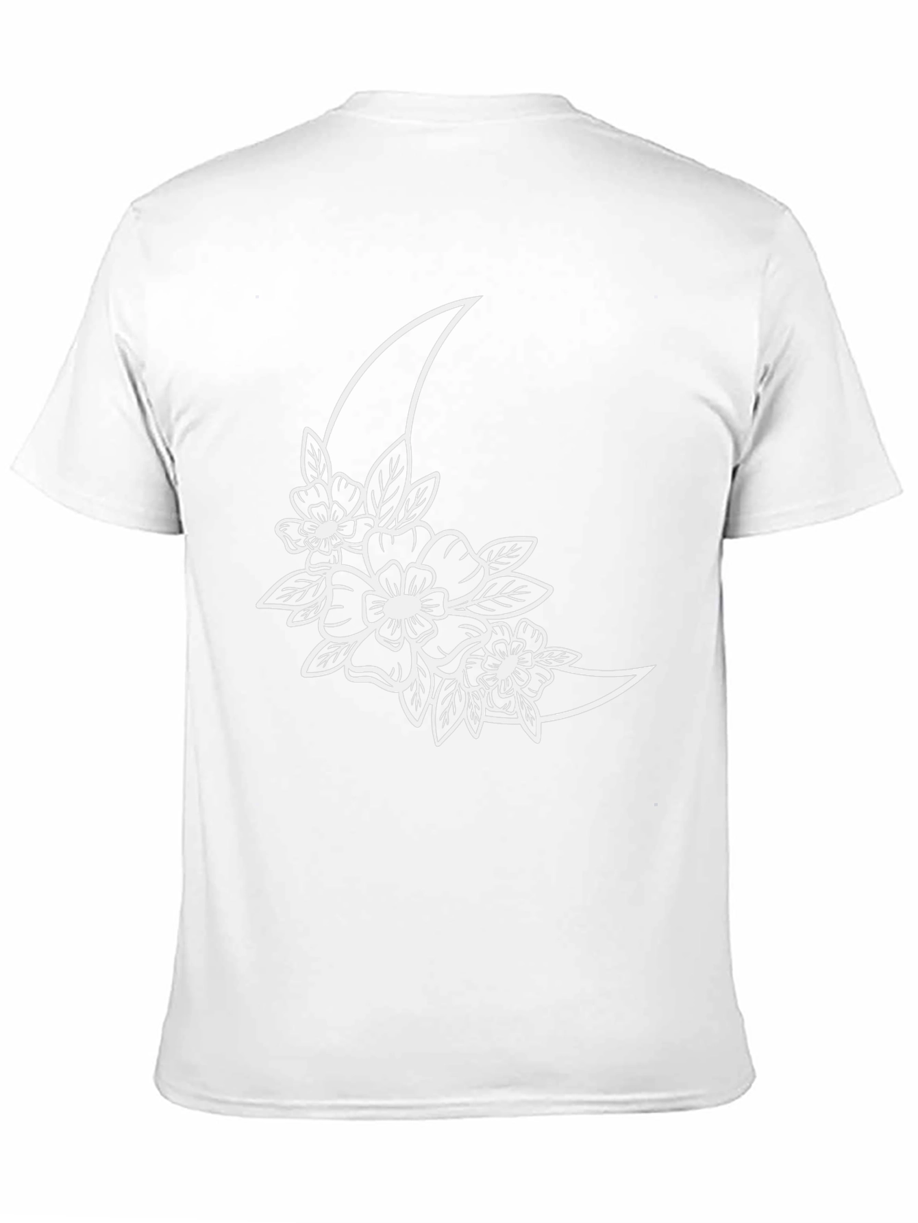Floral Moon Graphic Tee - Black Cotton T-Shirt