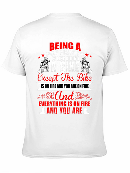 Firefighter Bike T-Shirt - Novelty Graphic Tee