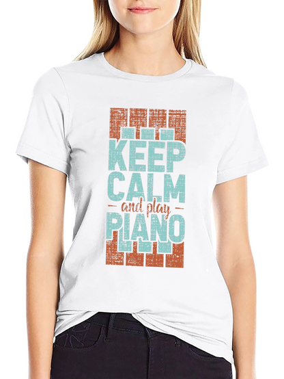 Keep Calm and Play Piano Graphic T-Shirt