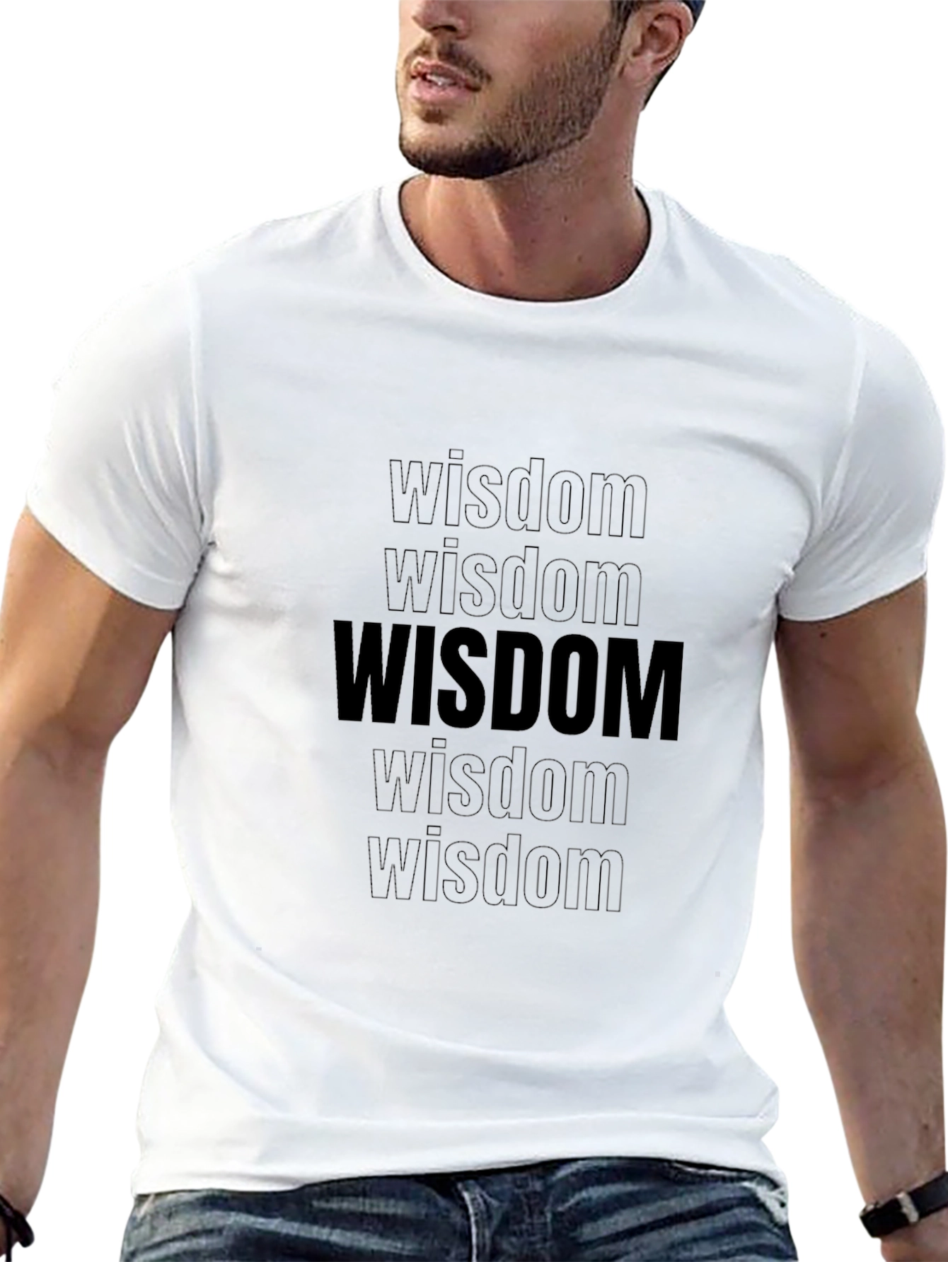 Wisdom Graphic Print Black T-Shirt for Men