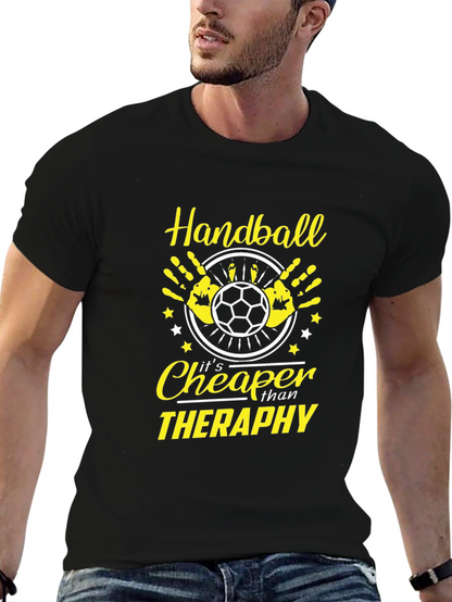 Handball Cheaper Than Therapy Black T-Shirt