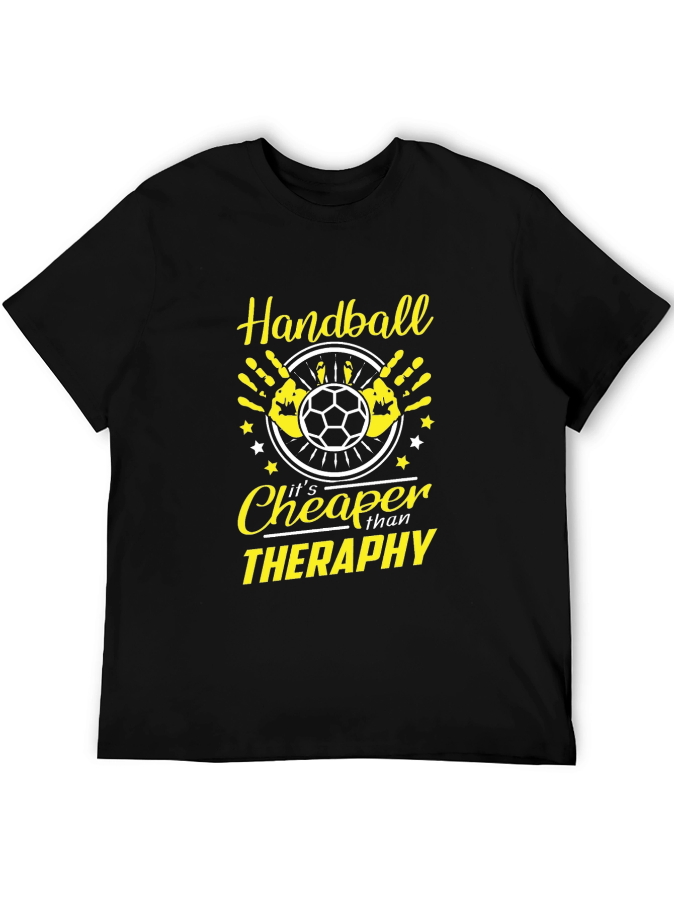 Handball Cheaper Than Therapy Black T-Shirt