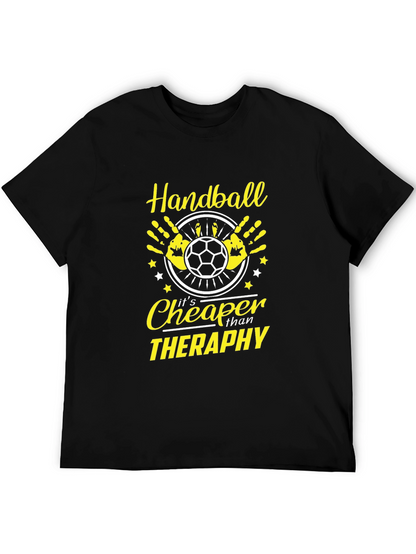 Handball Cheaper Than Therapy Black T-Shirt