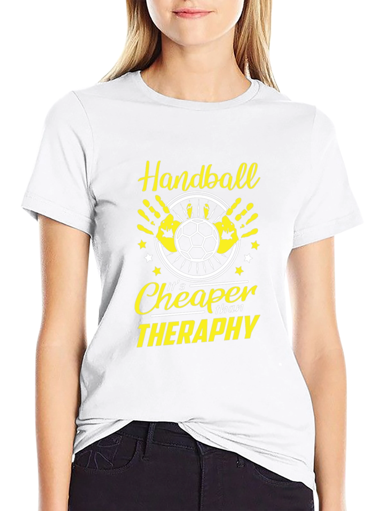 Handball Cheaper Than Therapy Black T-Shirt