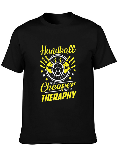 Handball Cheaper Than Therapy Black T-Shirt
