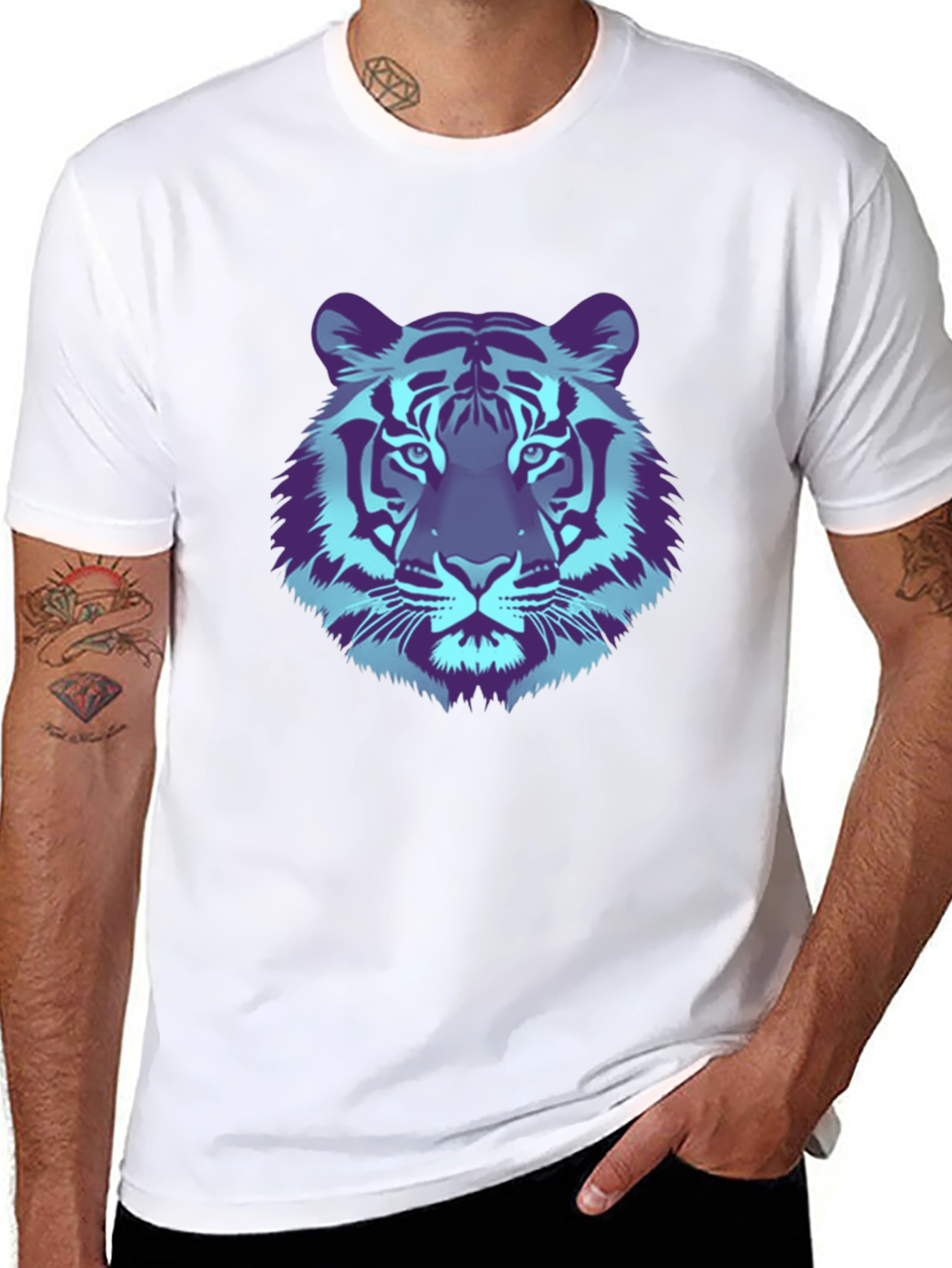 Cool Tiger Graphic Tee - Black Cotton T-Shirt