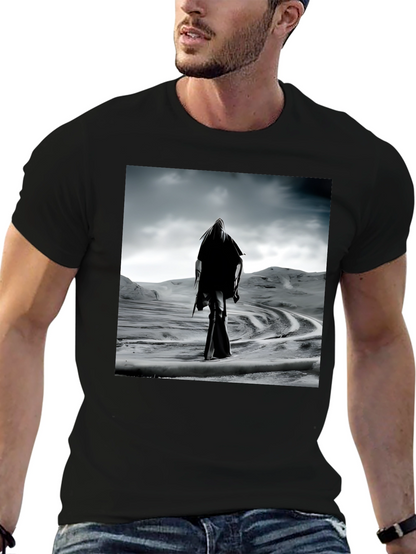 Mystic Wanderer Graphic Tee - Black Cotton Comfort