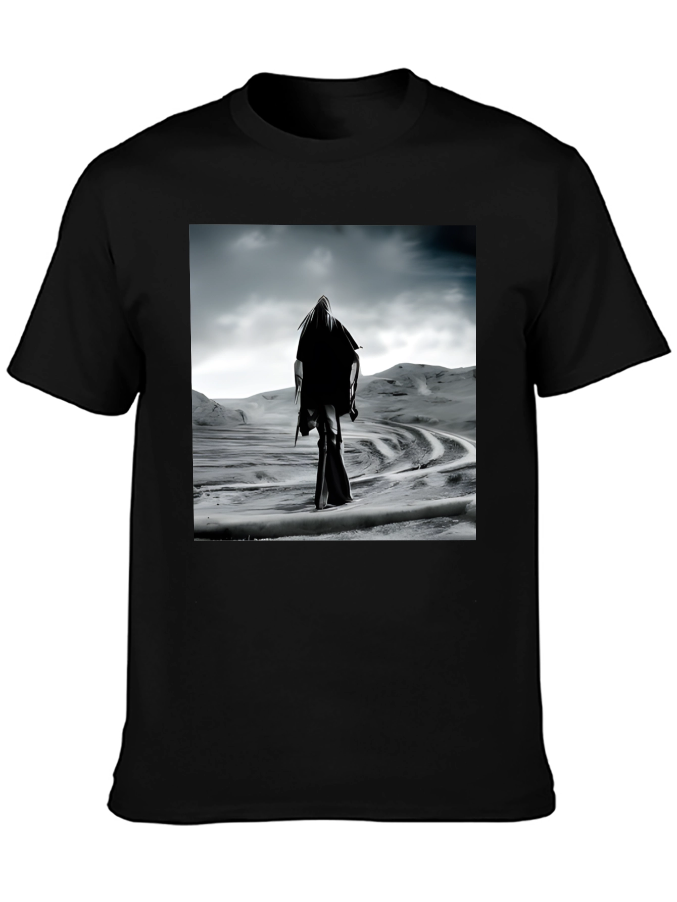 Mystic Wanderer Graphic Tee - Black Cotton Comfort