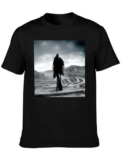 Mystic Wanderer Graphic Tee - Black Cotton Comfort