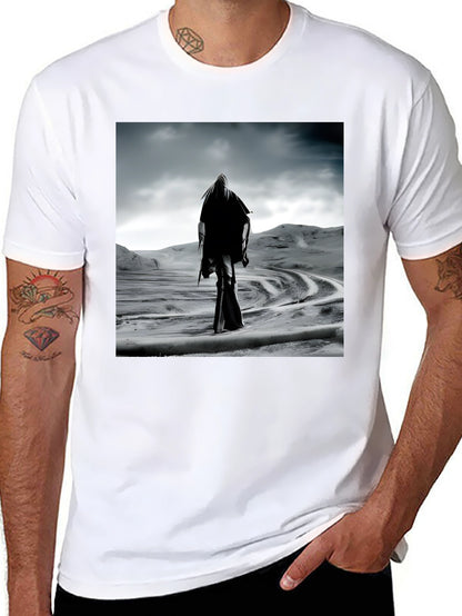 Mystic Wanderer Graphic Tee - Black Cotton Comfort