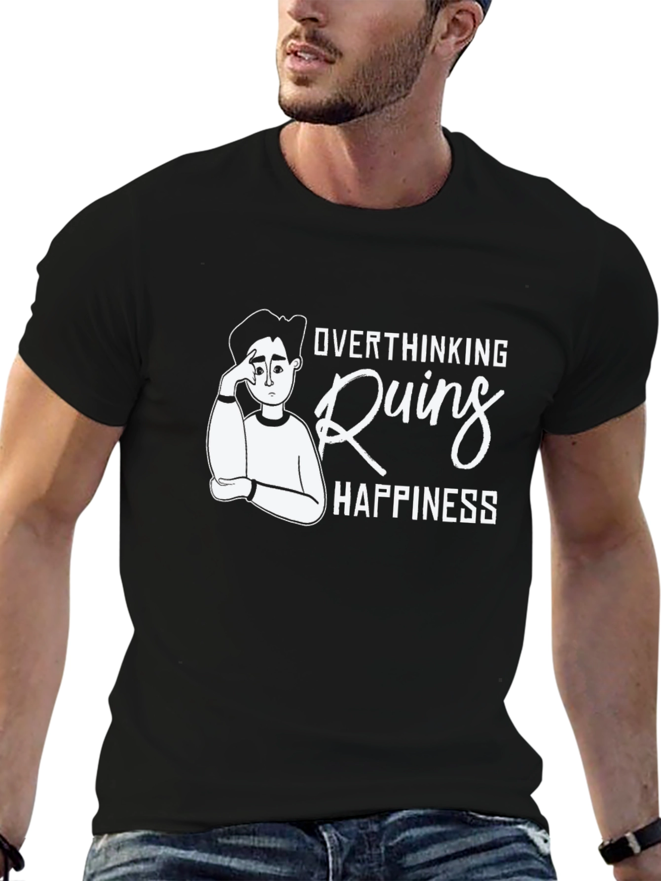Overthinking Ruins Happiness Graphic T-Shirt