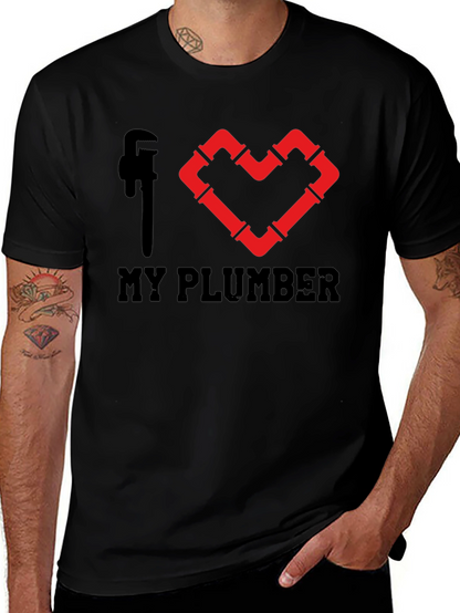 I Heart My Plumber Black Graphic Tee