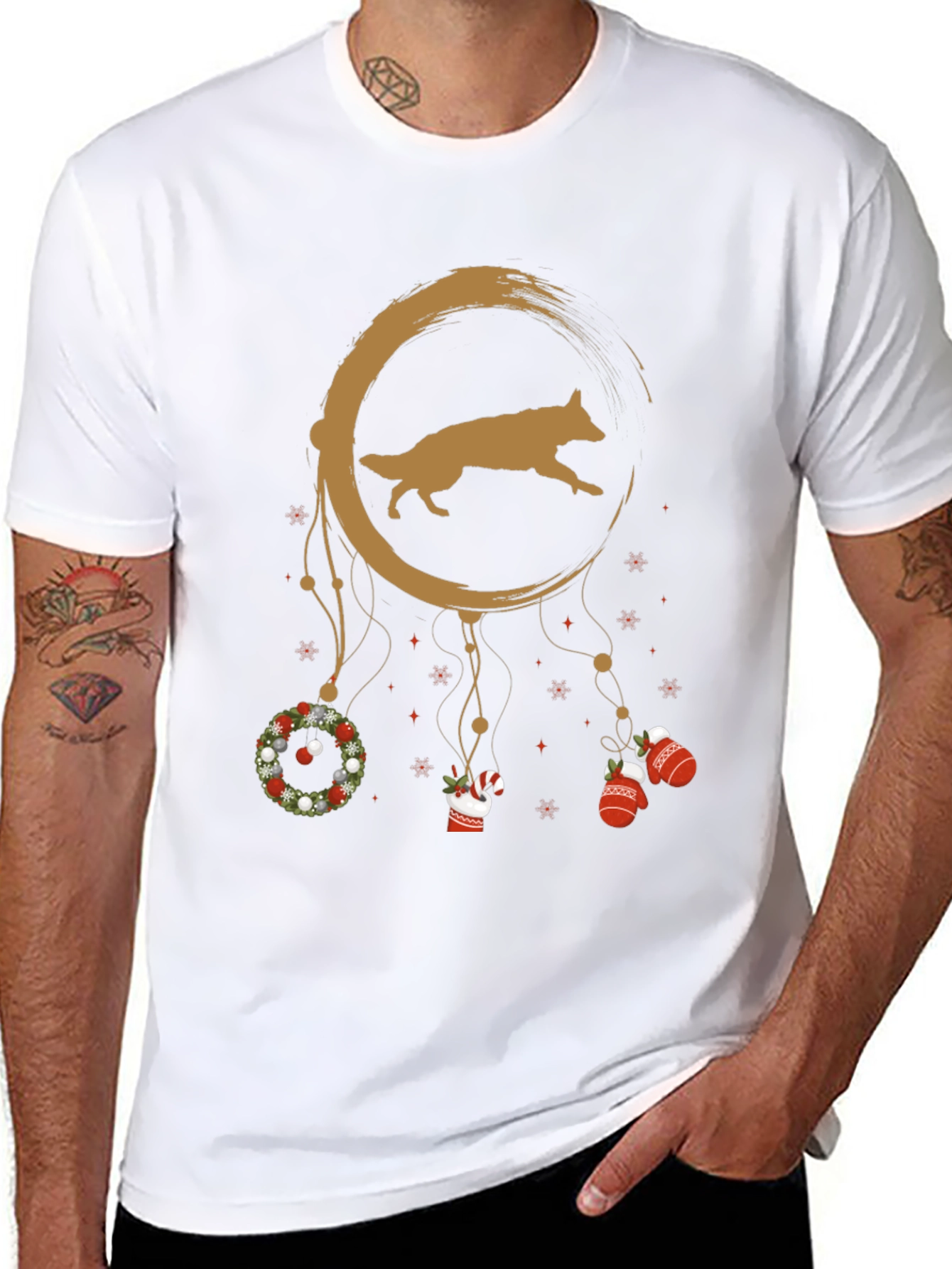 Festive Dog Dreamcatcher Graphic Tee