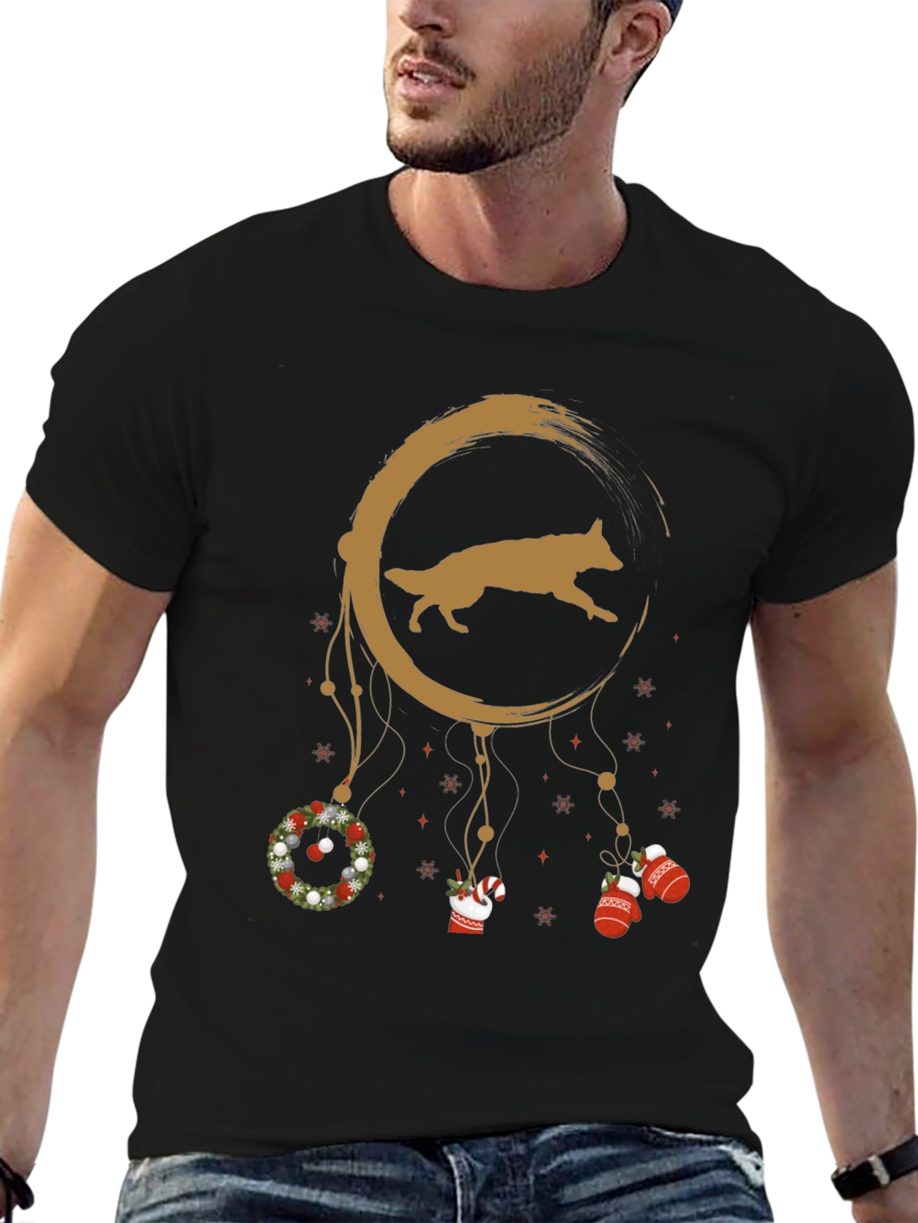 Festive Dog Dreamcatcher Graphic Tee