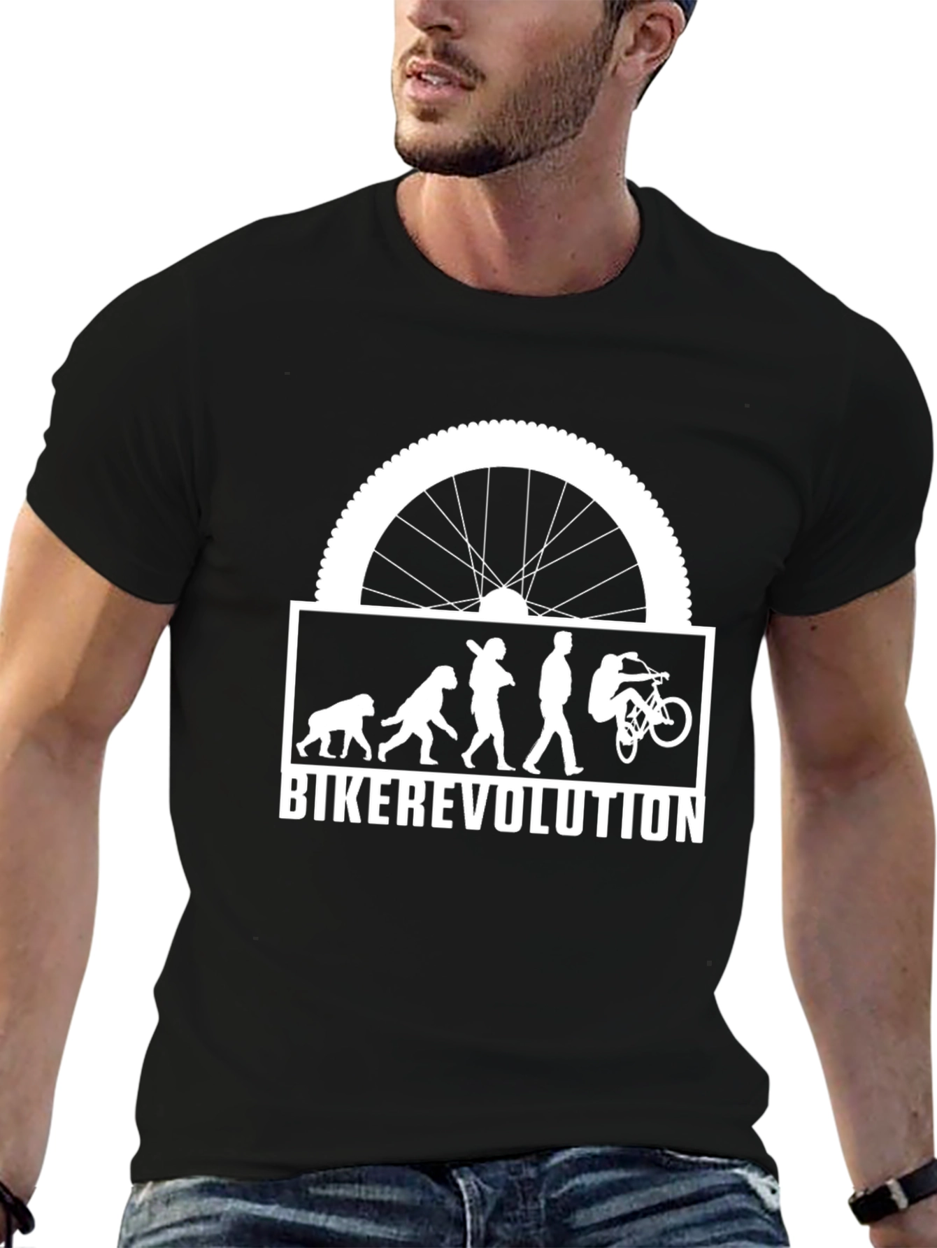 Biker Evolution Graphic Tee - Black Cotton