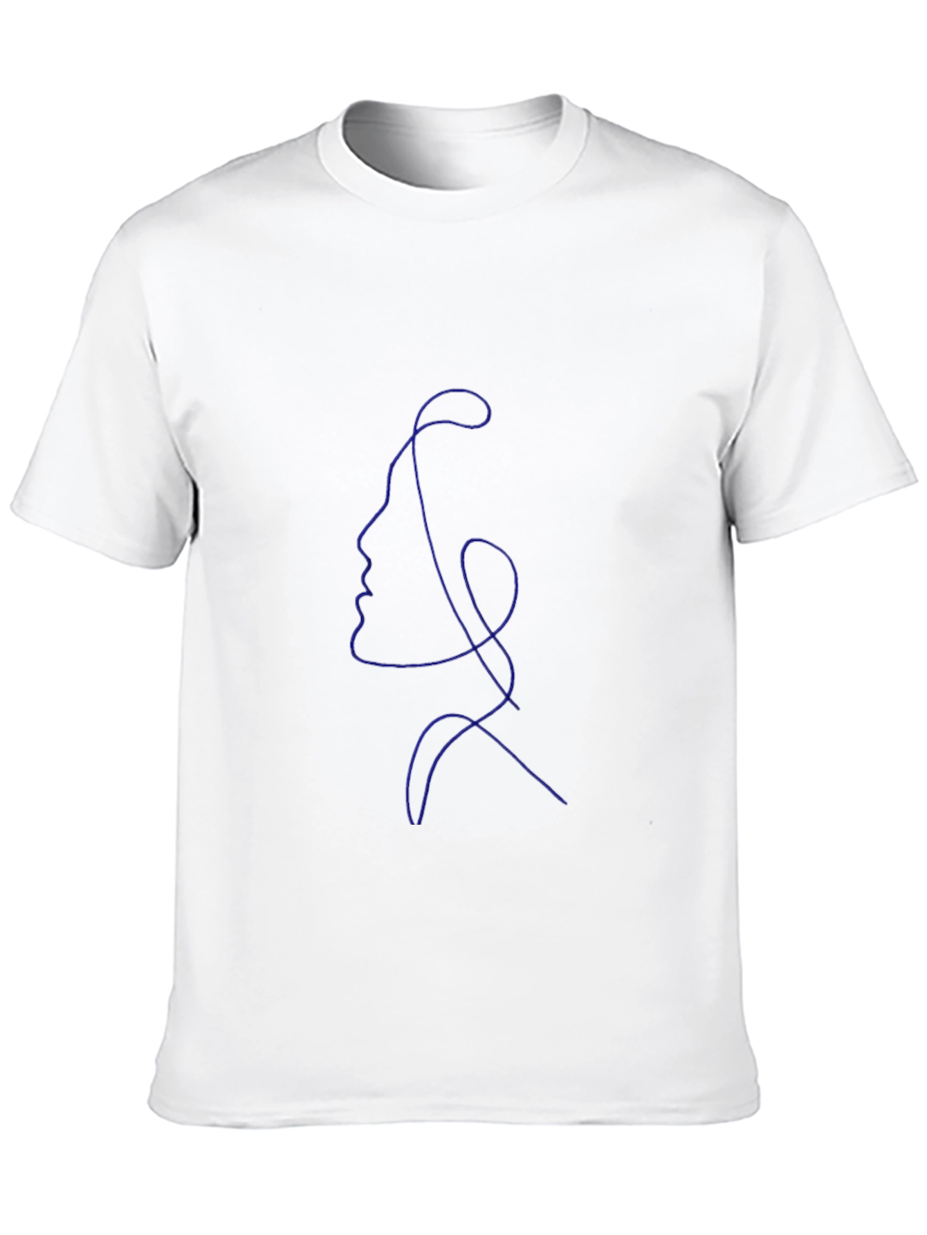 Abstract Face Line Art Black T-Shirt